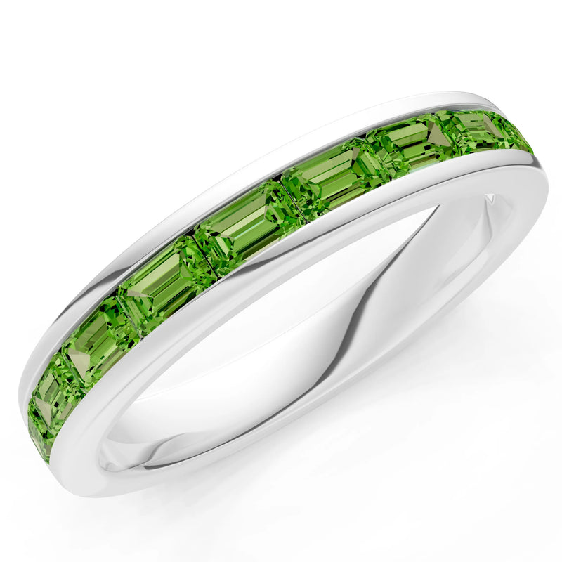 Peridot Minimalist Emerald-Cut Channel Set Half Eternity Band