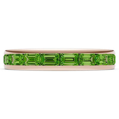 Peridot Minimalist Emerald-Cut Channel Set Half Eternity Band
