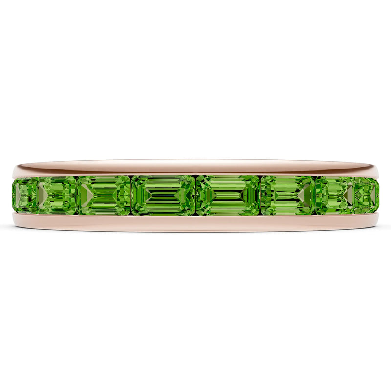 Peridot Minimalist Emerald-Cut Channel Set Half Eternity Band