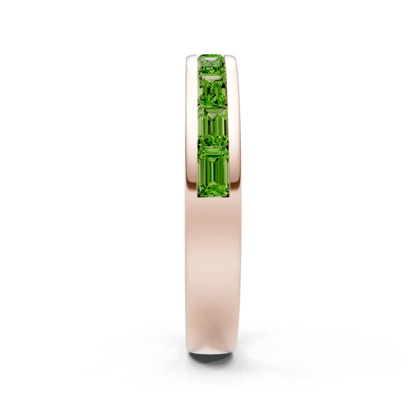 Peridot Minimalist Emerald-Cut Channel Set Half Eternity Band