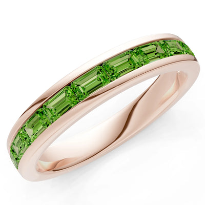 Peridot Emerald-Cut Channel Set Half Eternity Band