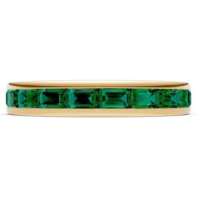 Emerald Minimalist Emerald-Cut Channel Set Half Eternity Band