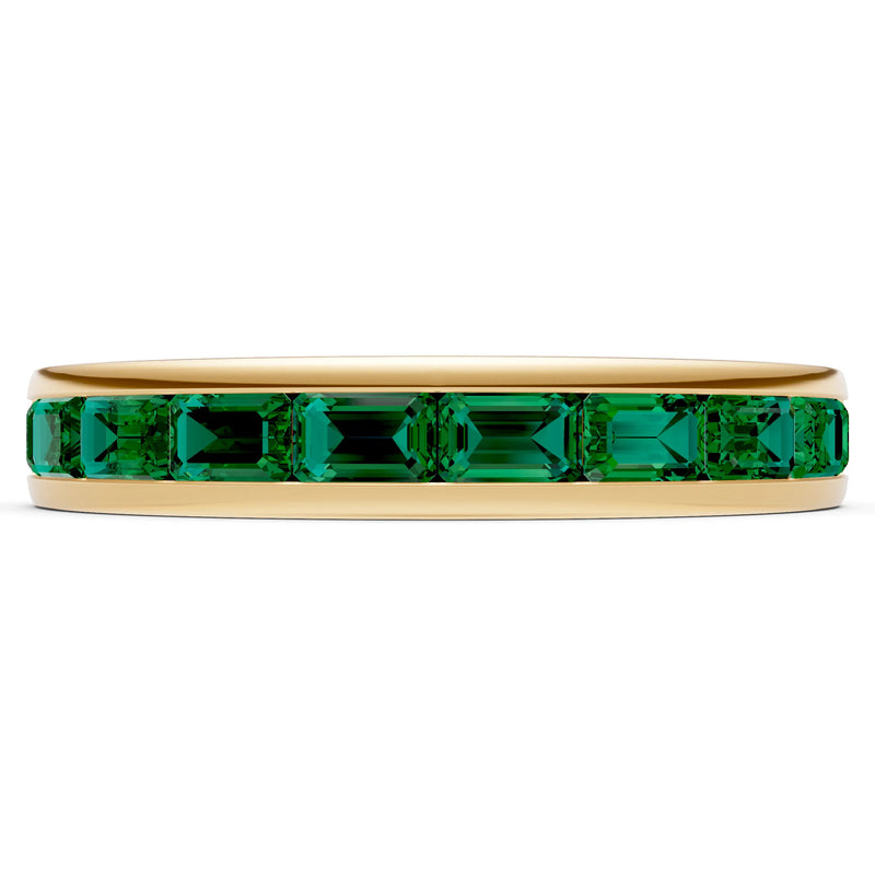Emerald Minimalist Emerald-Cut Channel Set Half Eternity Band