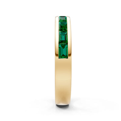 Emerald Minimalist Emerald-Cut Channel Set Half Eternity Band
