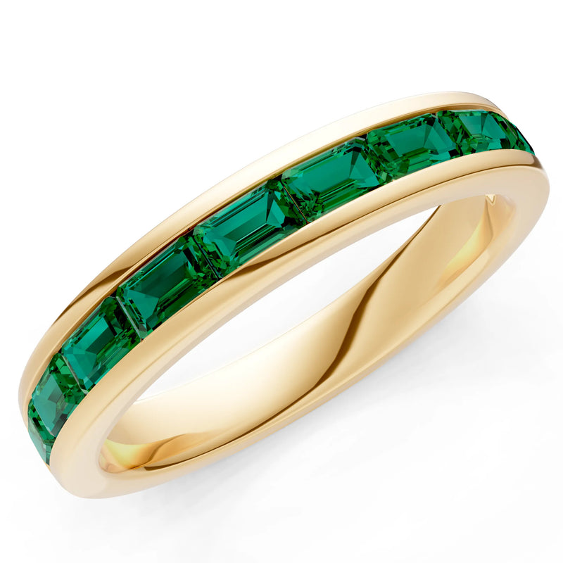 Emerald Minimalist Emerald-Cut Channel Set Half Eternity Band