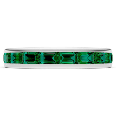 Emerald Minimalist Emerald-Cut Channel Set Half Eternity Band