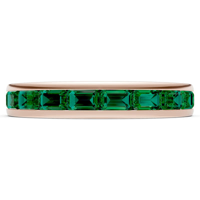 Emerald Minimalist Emerald-Cut Channel Set Half Eternity Band
