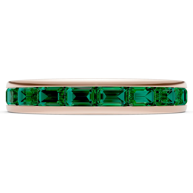 Emerald Minimalist Emerald-Cut Channel Set Half Eternity Band