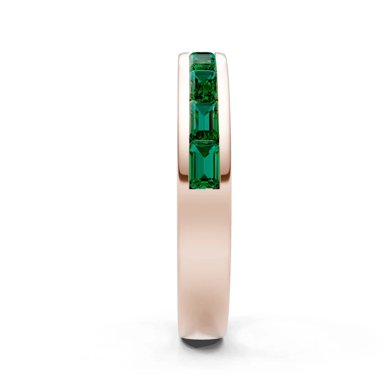 Emerald Minimalist Emerald-Cut Channel Set Half Eternity Band