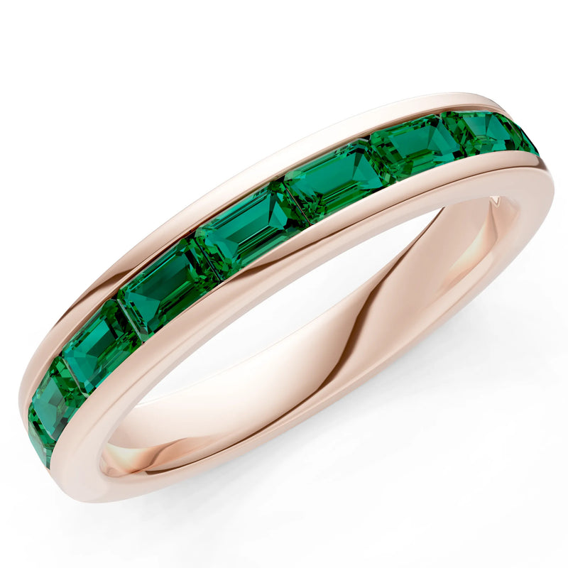 Emerald Emerald-Cut Channel Set Half Eternity Band