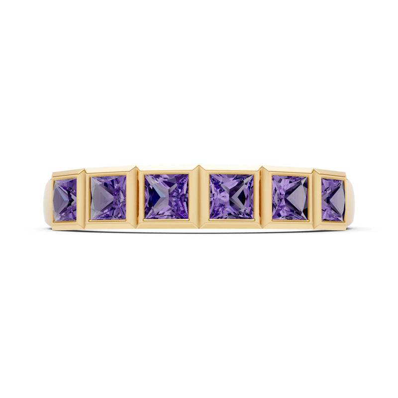 Princess Cut Gemstone Minimalist Bezel Set Half Eternity Band
