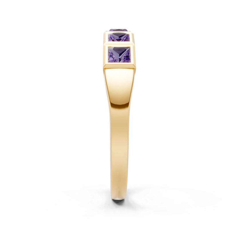 Princess Cut Gemstone Minimalist Bezel Set Half Eternity Band