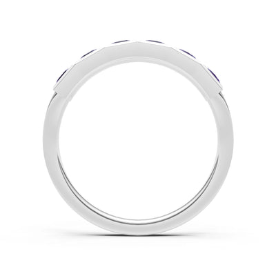 Princess Cut Gemstone Minimalist Bezel Set Half Eternity Band