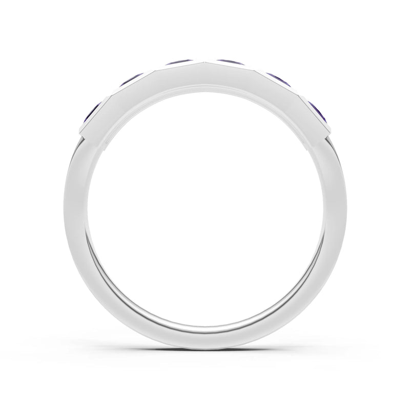 Princess Cut Gemstone Minimalist Bezel Set Half Eternity Band