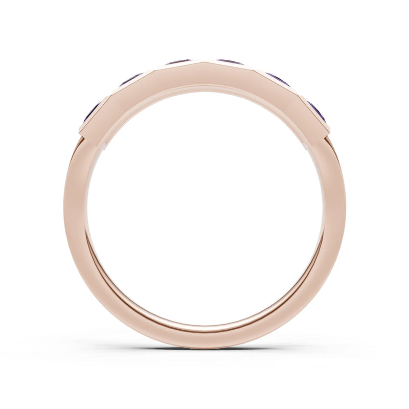 Princess Cut Gemstone Minimalist Bezel Set Half Eternity Band