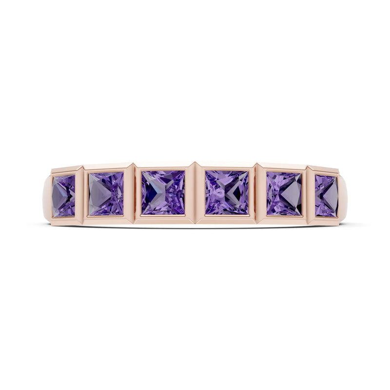 Princess Cut Gemstone Minimalist Bezel Set Half Eternity Band