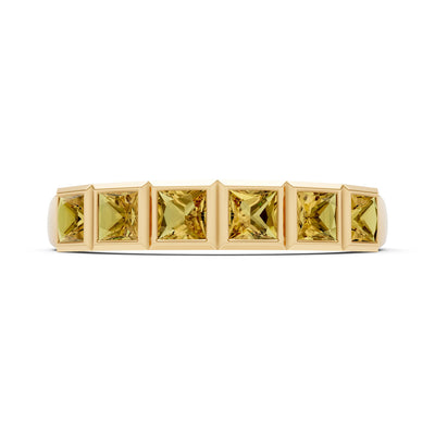 Princess Cut Gemstone Minimalist Bezel Set Half Eternity Band