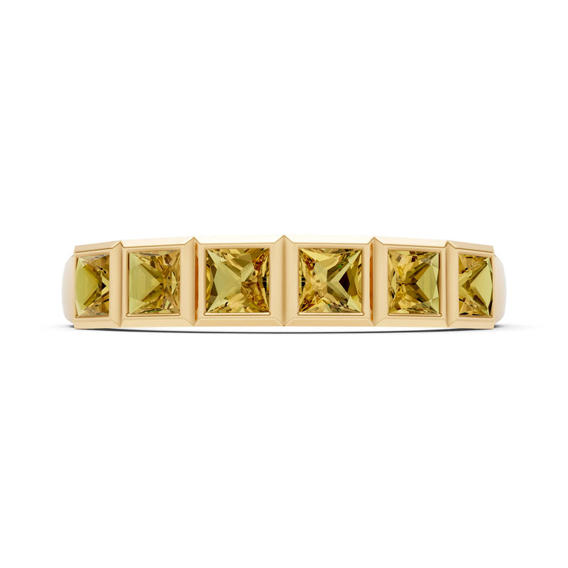 Princess Cut Gemstone Minimalist Bezel Set Half Eternity Band