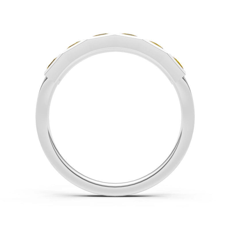 Princess Cut Gemstone Minimalist Bezel Set Half Eternity Band