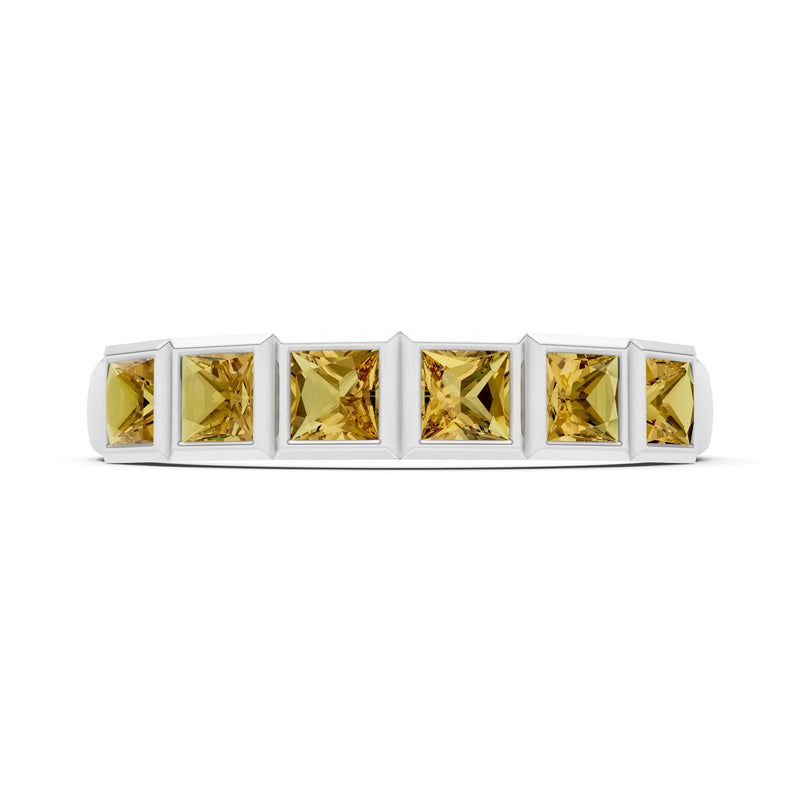Princess Cut Gemstone Minimalist Bezel Set Half Eternity Band