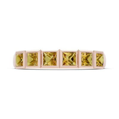 Princess Cut Gemstone Minimalist Bezel Set Half Eternity Band