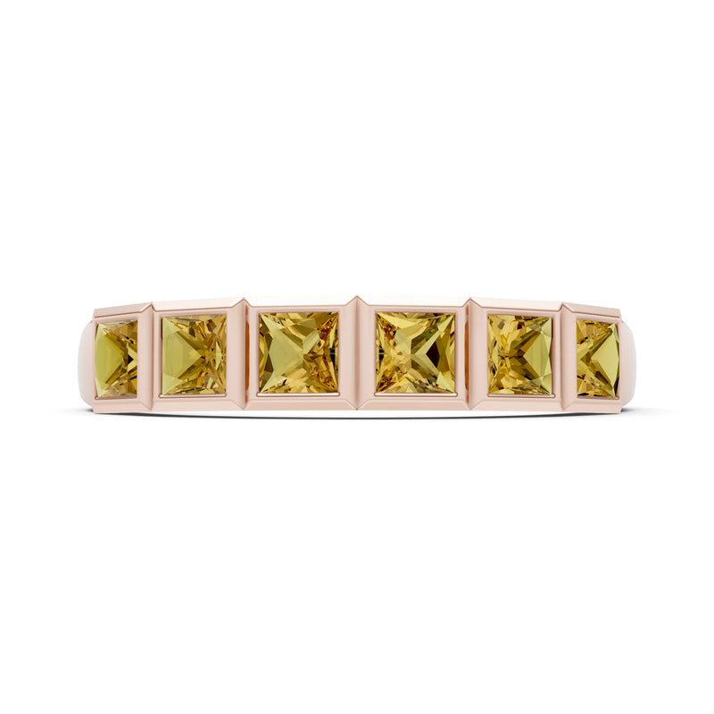Princess Cut Gemstone Minimalist Bezel Set Half Eternity Band