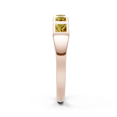 Princess Cut Gemstone Minimalist Bezel Set Half Eternity Band
