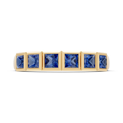 Princess Cut Gemstone Minimalist Bezel Set Half Eternity Band