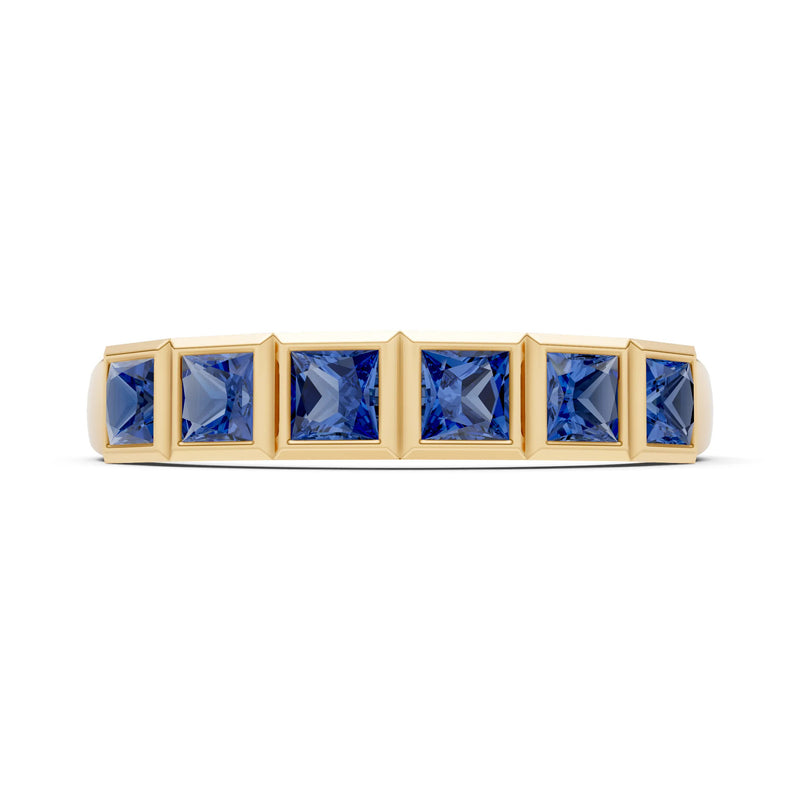 Princess Cut Gemstone Minimalist Bezel Set Half Eternity Band