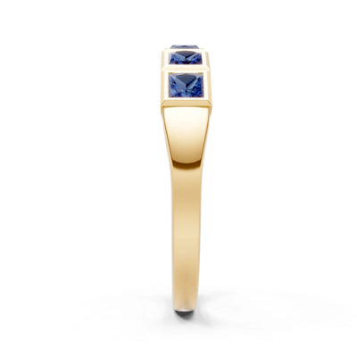 Princess Cut Gemstone Minimalist Bezel Set Half Eternity Band
