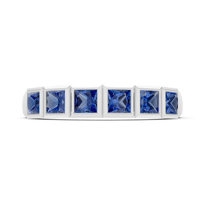 Princess Cut Gemstone Minimalist Bezel Set Half Eternity Band
