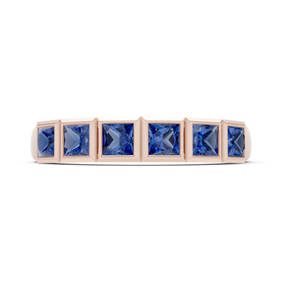 Princess Cut Gemstone Minimalist Bezel Set Half Eternity Band