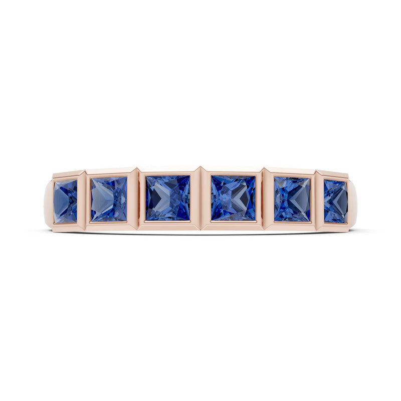 Princess Cut Gemstone Minimalist Bezel Set Half Eternity Band