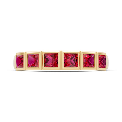 Princess Cut Gemstone Minimalist Bezel Set Half Eternity Band