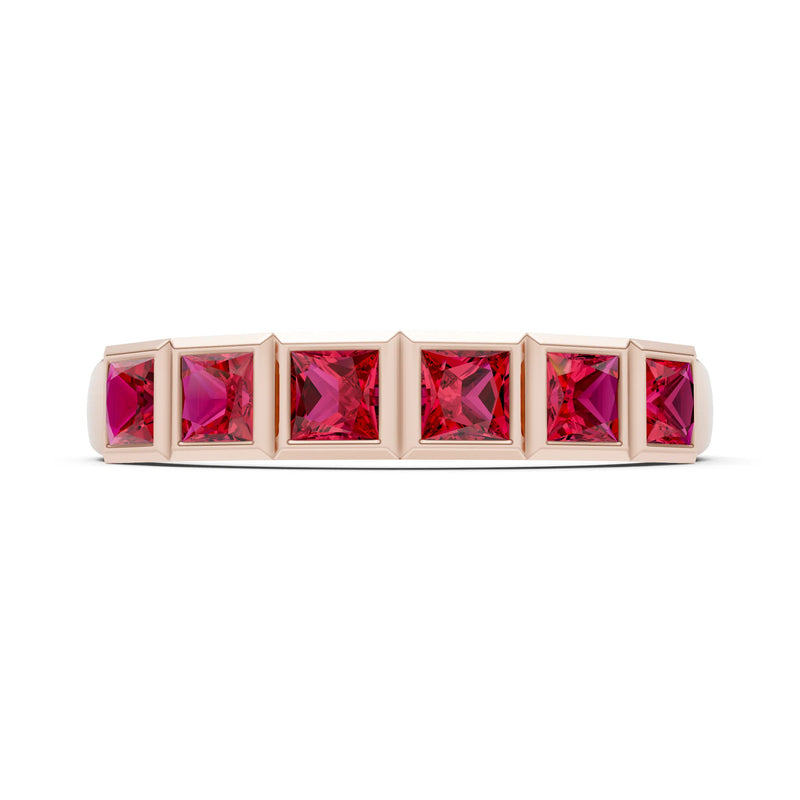 Princess Cut Gemstone Minimalist Bezel Set Half Eternity Band