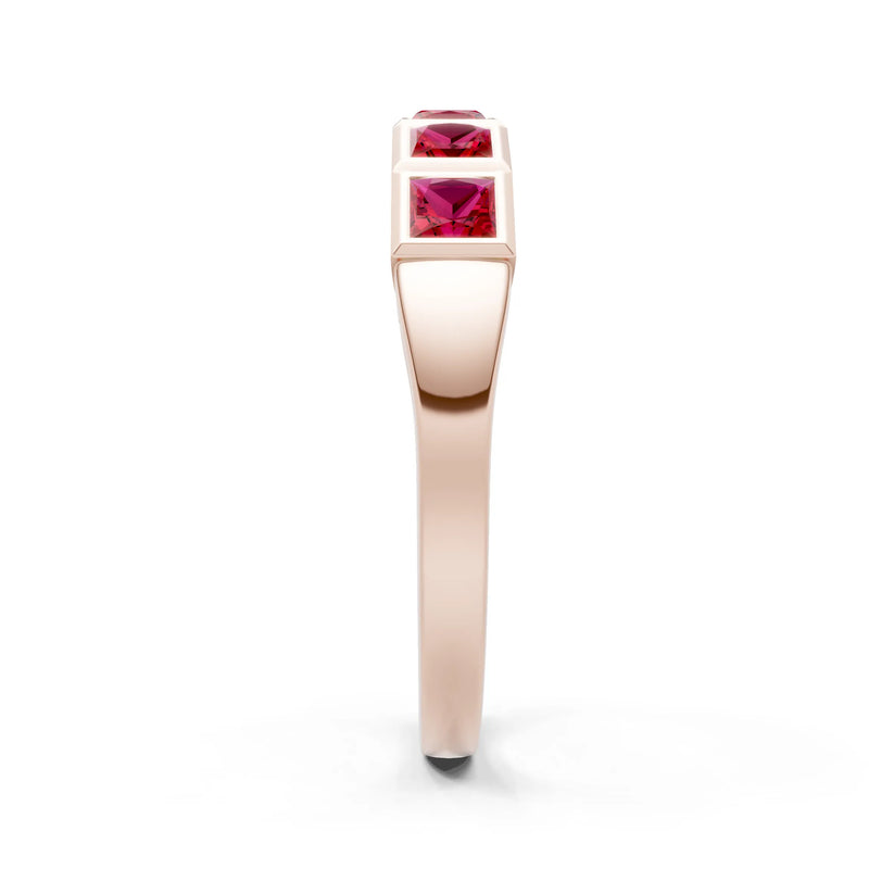 Princess Cut Gemstone Minimalist Bezel Set Half Eternity Band