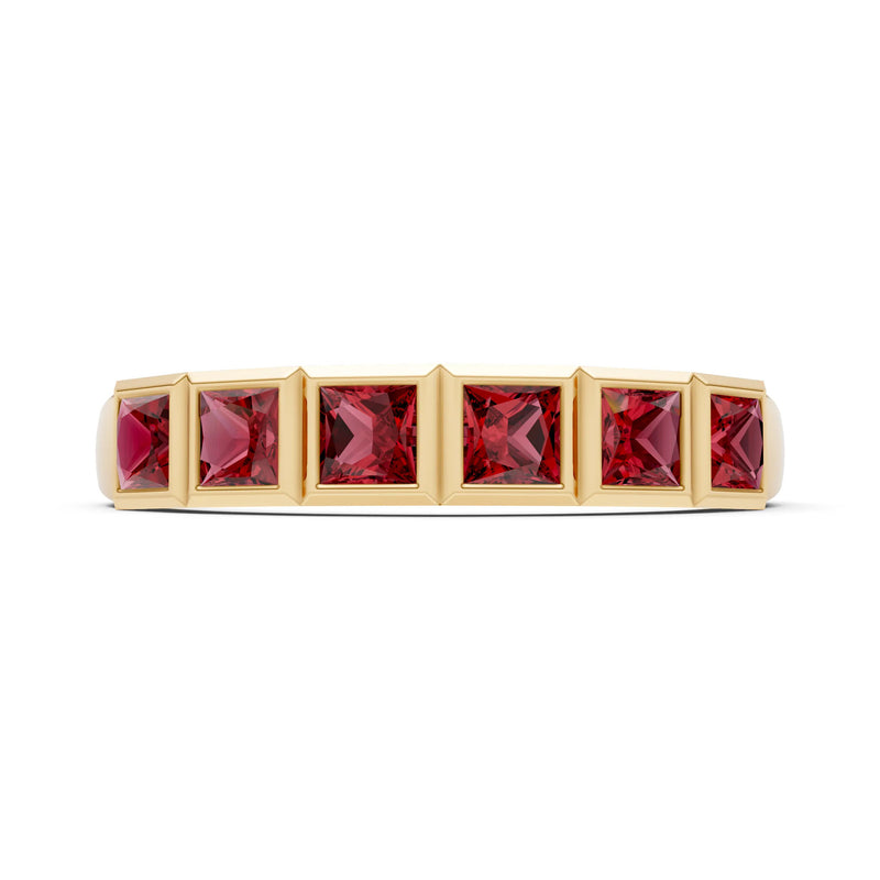 Princess Cut Gemstone Minimalist Bezel Set Half Eternity Band