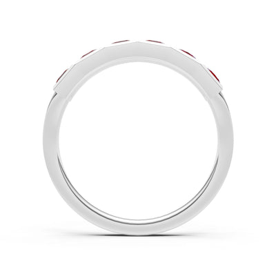 Princess Cut Gemstone Minimalist Bezel Set Half Eternity Band