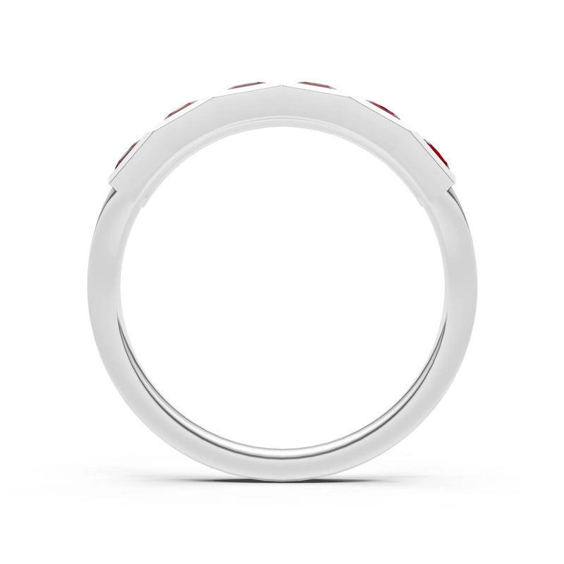 Princess Cut Gemstone Minimalist Bezel Set Half Eternity Band