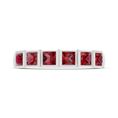 Princess Cut Gemstone Minimalist Bezel Set Half Eternity Band