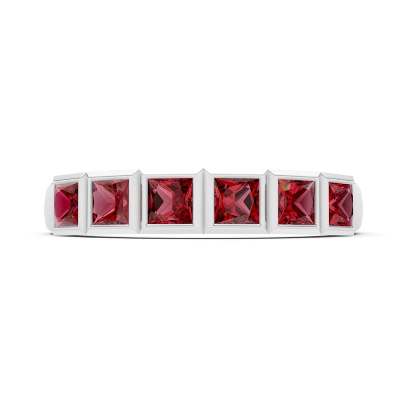 Princess Cut Gemstone Minimalist Bezel Set Half Eternity Band