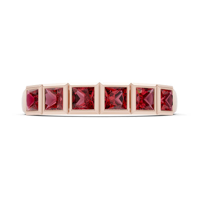 Princess Cut Gemstone Minimalist Bezel Set Half Eternity Band
