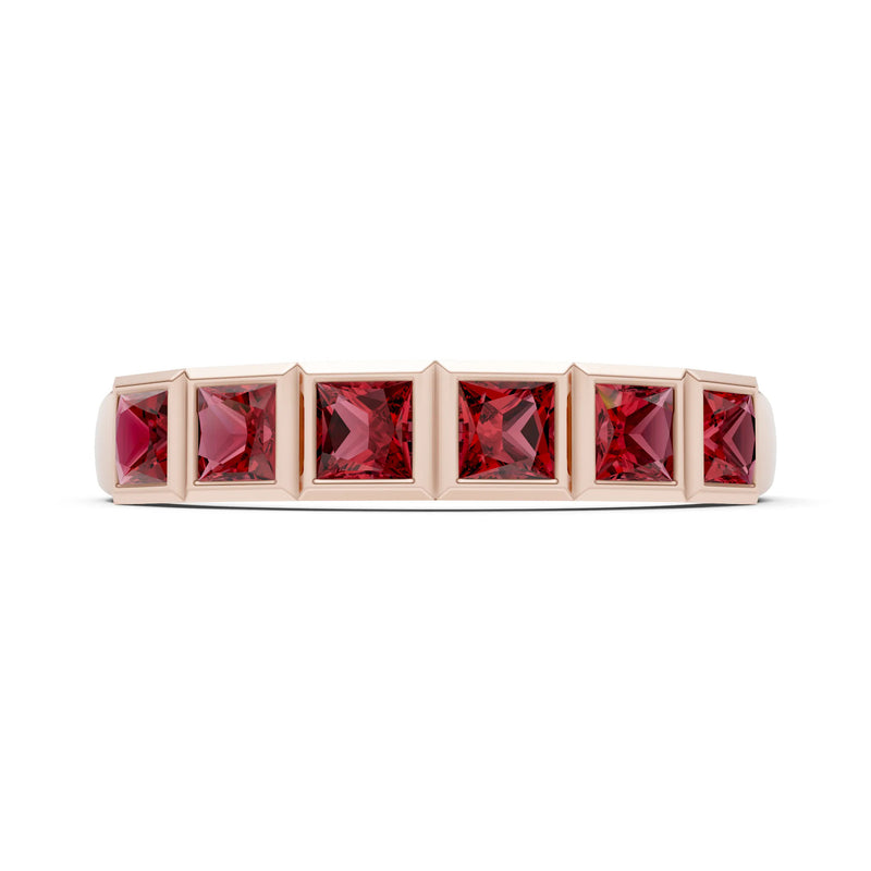 Princess Cut Gemstone Minimalist Bezel Set Half Eternity Band