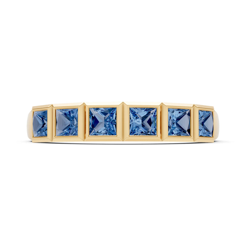 Princess Cut Gemstone Minimalist Bezel Set Half Eternity Band
