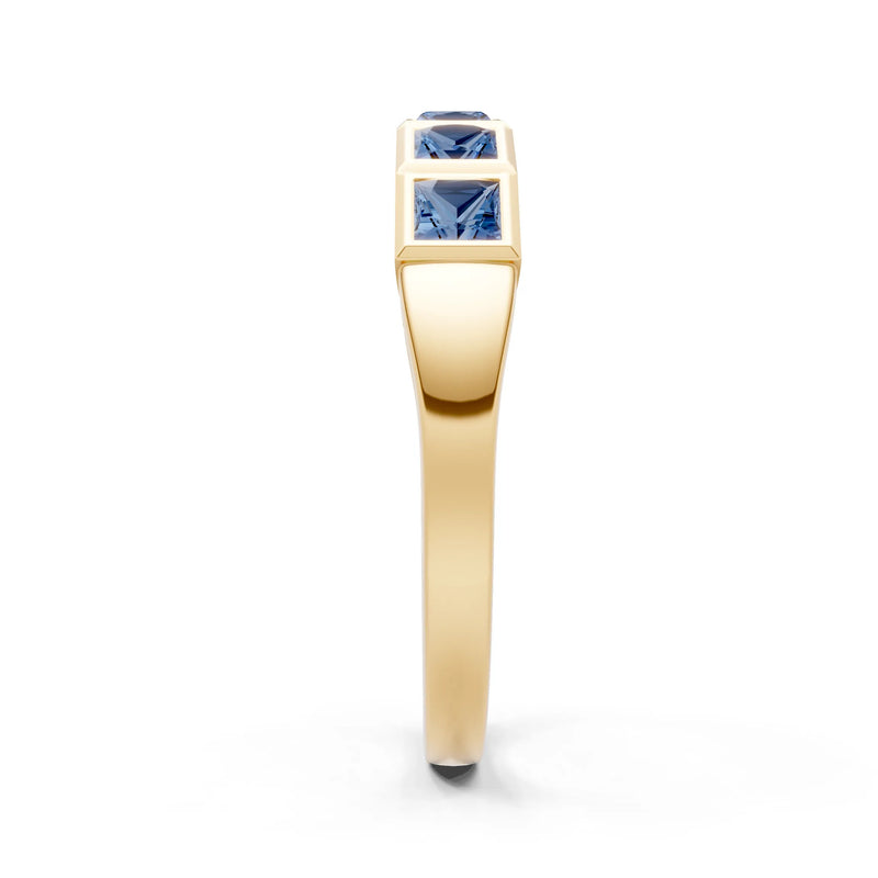 Princess Cut Gemstone Minimalist Bezel Set Half Eternity Band