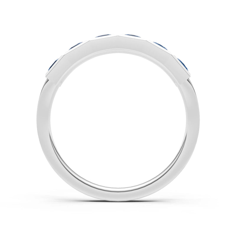 Princess Cut Gemstone Minimalist Bezel Set Half Eternity Band