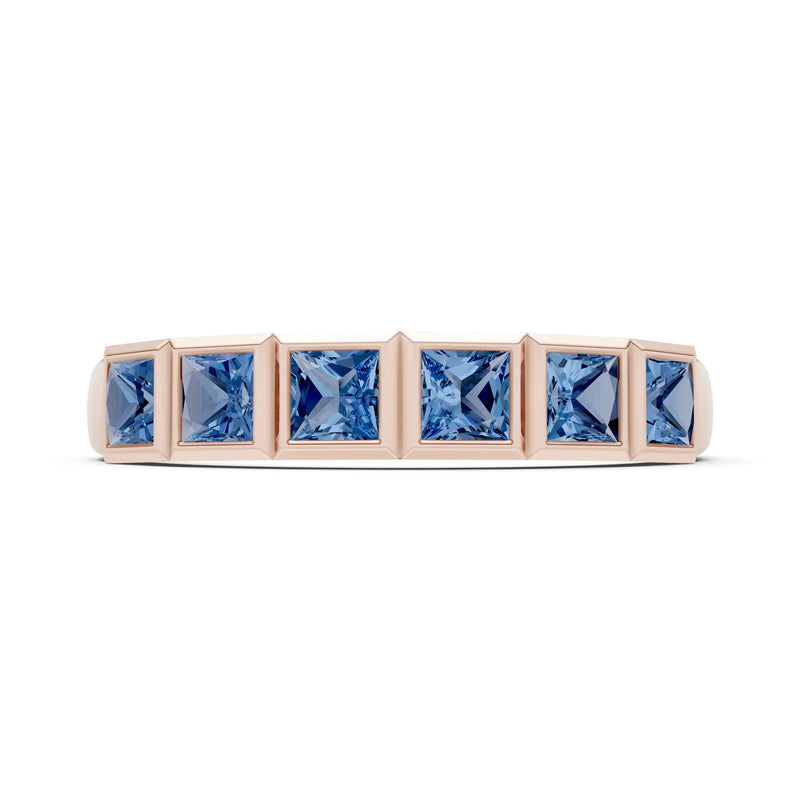 Princess Cut Gemstone Minimalist Bezel Set Half Eternity Band