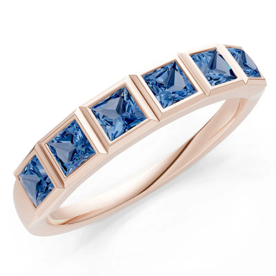 Princess Cut Gemstone Minimalist Bezel Set Half Eternity Band