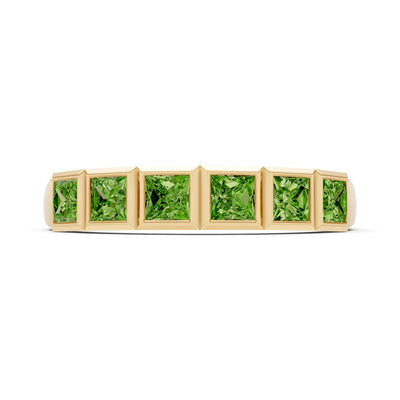 Princess Cut Gemstone Minimalist Bezel Set Half Eternity Band