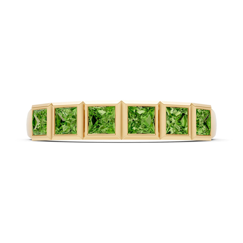 Princess Cut Gemstone Minimalist Bezel Set Half Eternity Band